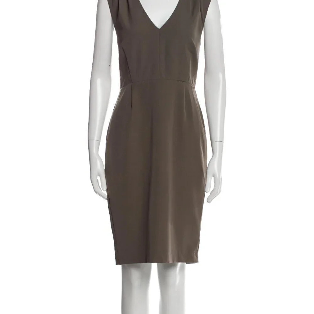 Pure Navy Gray V-Neck Sheath Dress